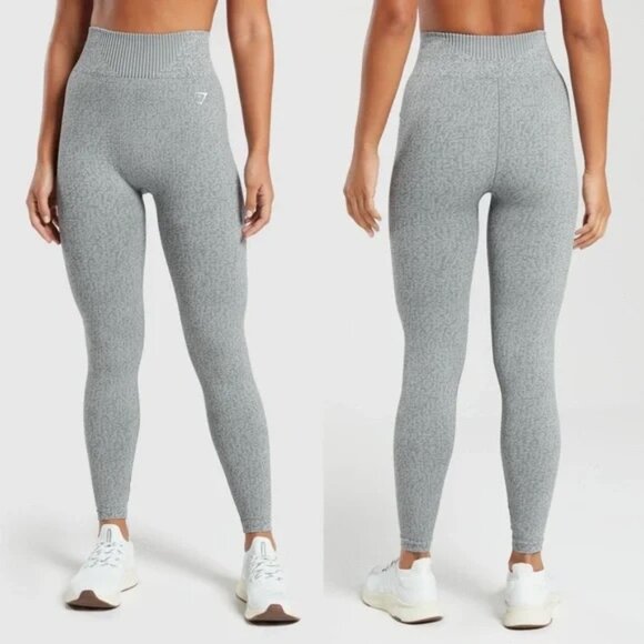 Gymshark Women’s Marl Seamless High Rise Leggings Grey Size Medium - Picture 10 of 11